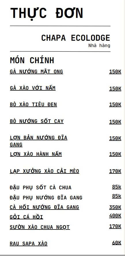 Thực đơn số 1